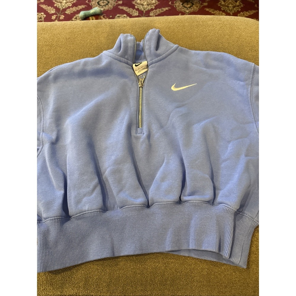 Nike Crop Half Zip Sweatshirt Pullover Blue Size XS (AH) - Picture 3 of 5